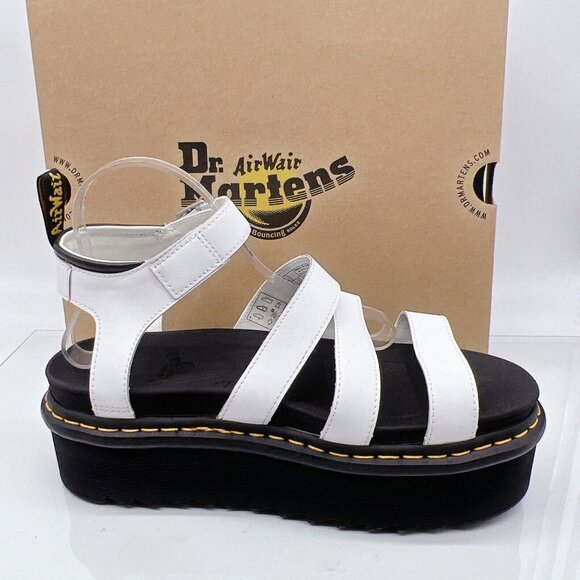 Dr. Martens Blaire Quad Women’s Platform Flats Sandals White Hydro Leather US 11 - Picture 7 of 12
